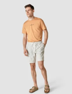 Tech Linen Elastic Shorts Navy Pinstripe