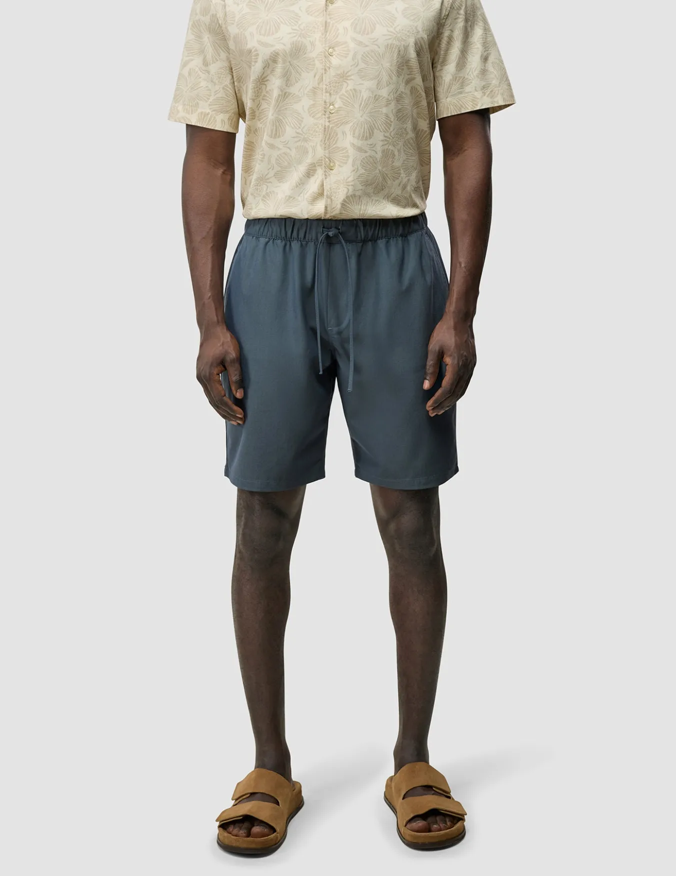 Tech Linen Elastic Shorts Navy