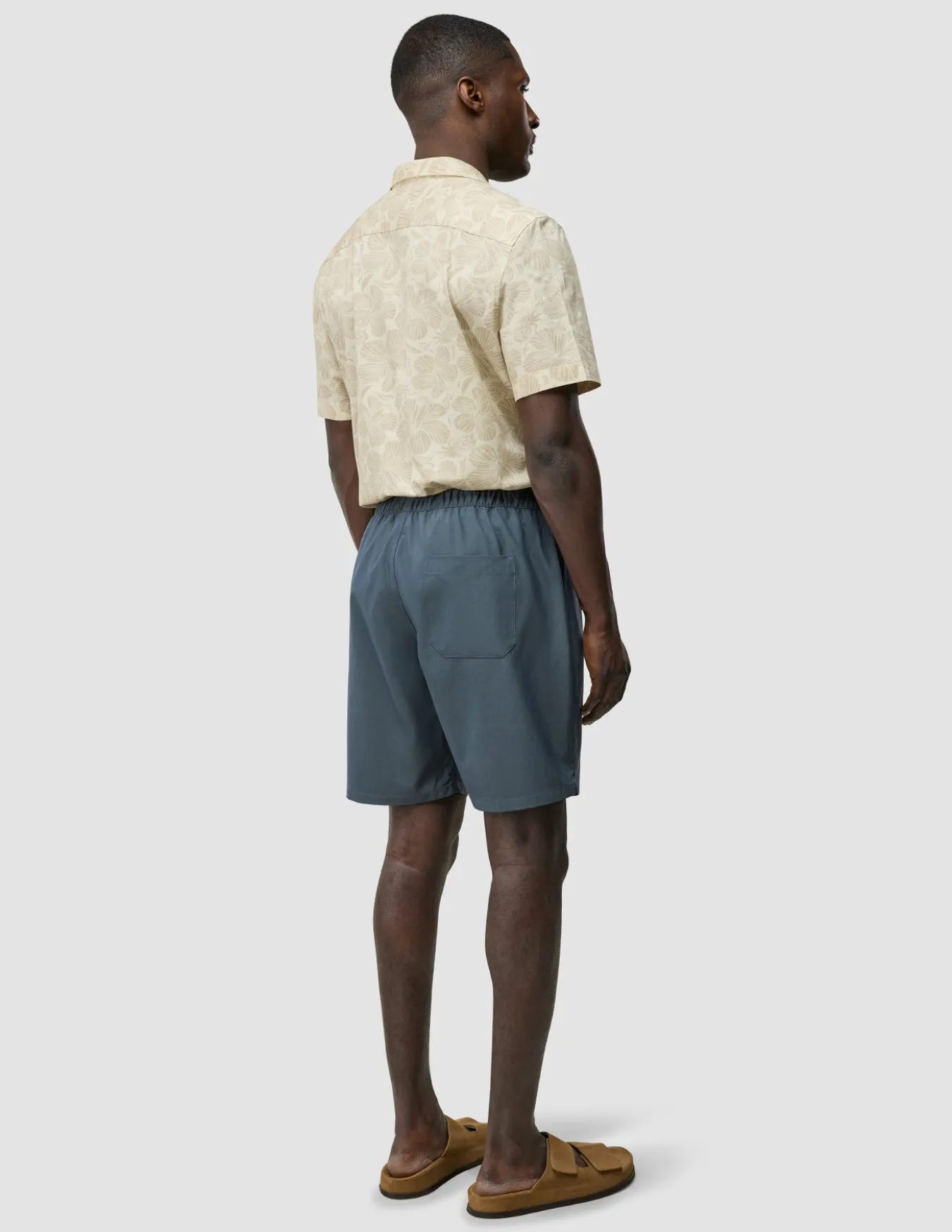 Tech Linen Elastic Shorts Navy