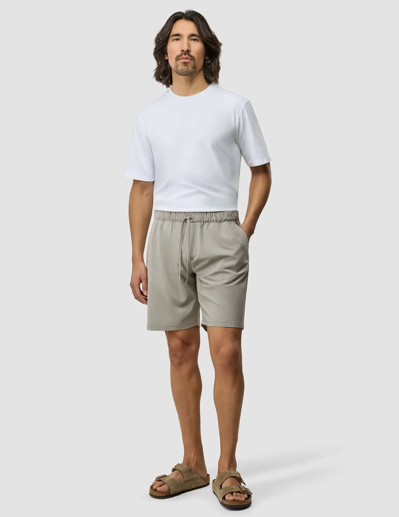 Tech Linen Elastic Shorts Raw Beige