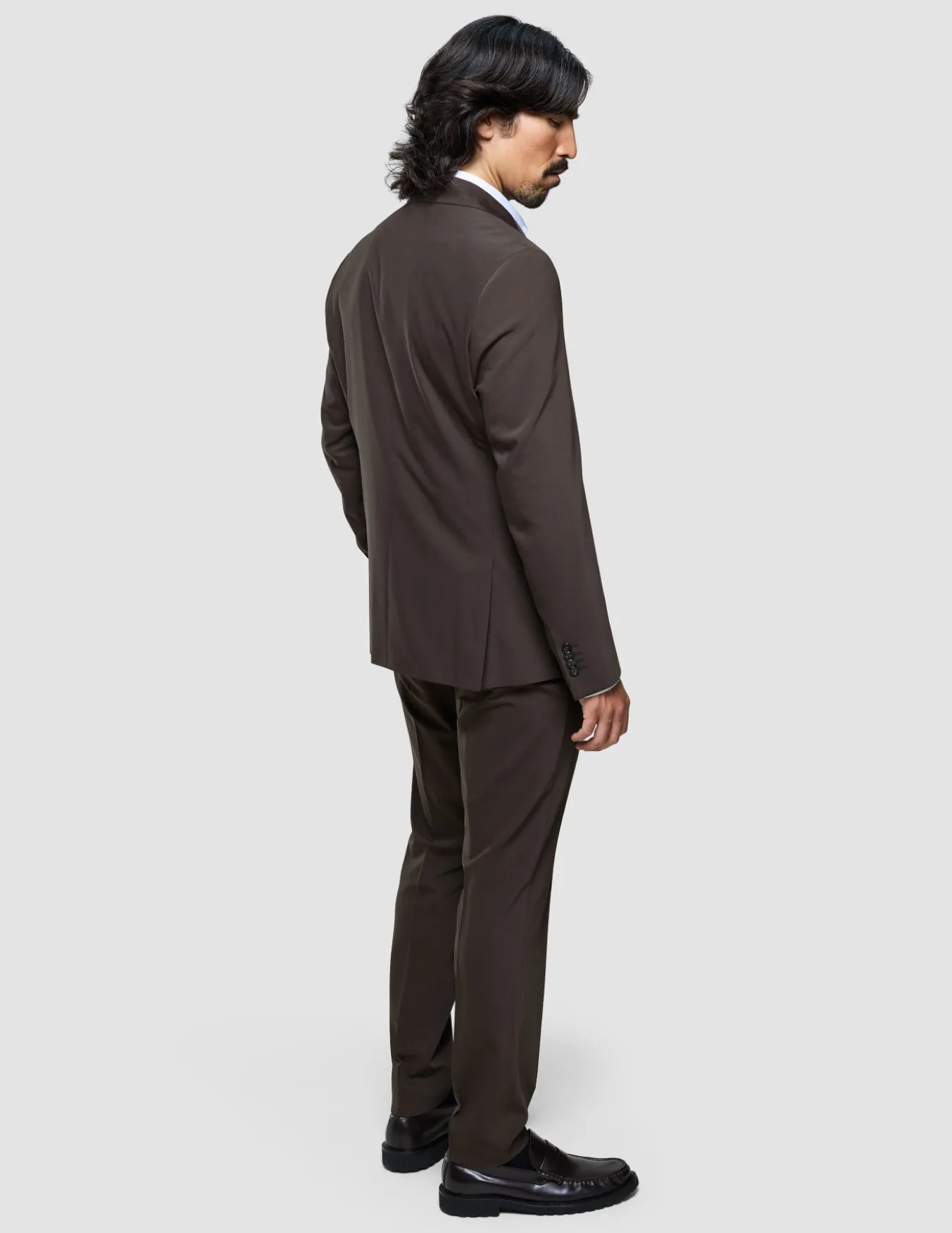 Tech Wool Blazer Dark Cocoa Brown Slim