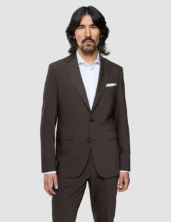 Tech Wool Blazer Dark Cocoa Brown Slim