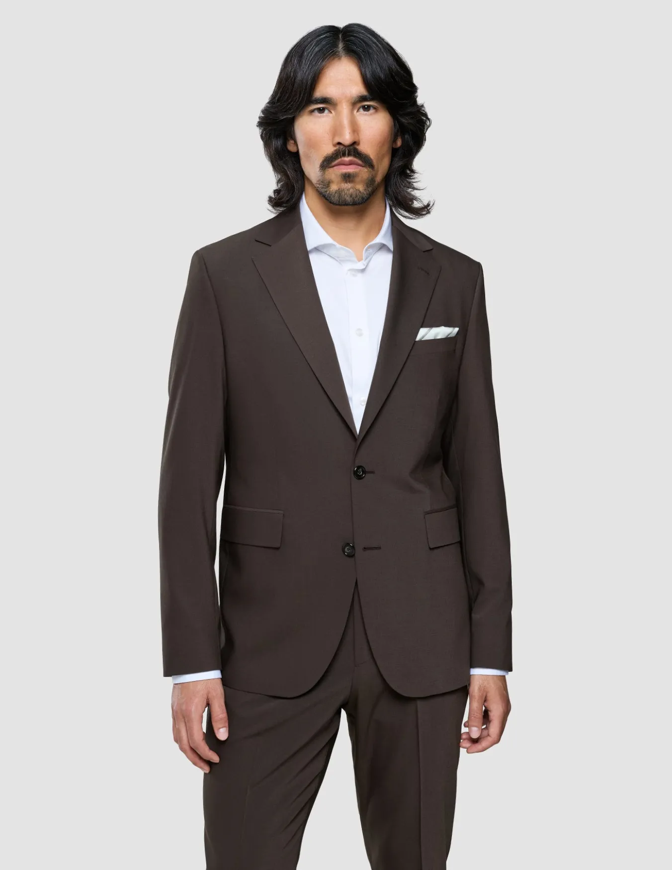Tech Wool Blazer Dark Cocoa Brown Slim