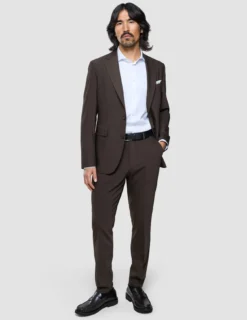 Tech Wool Blazer Dark Cocoa Brown Slim