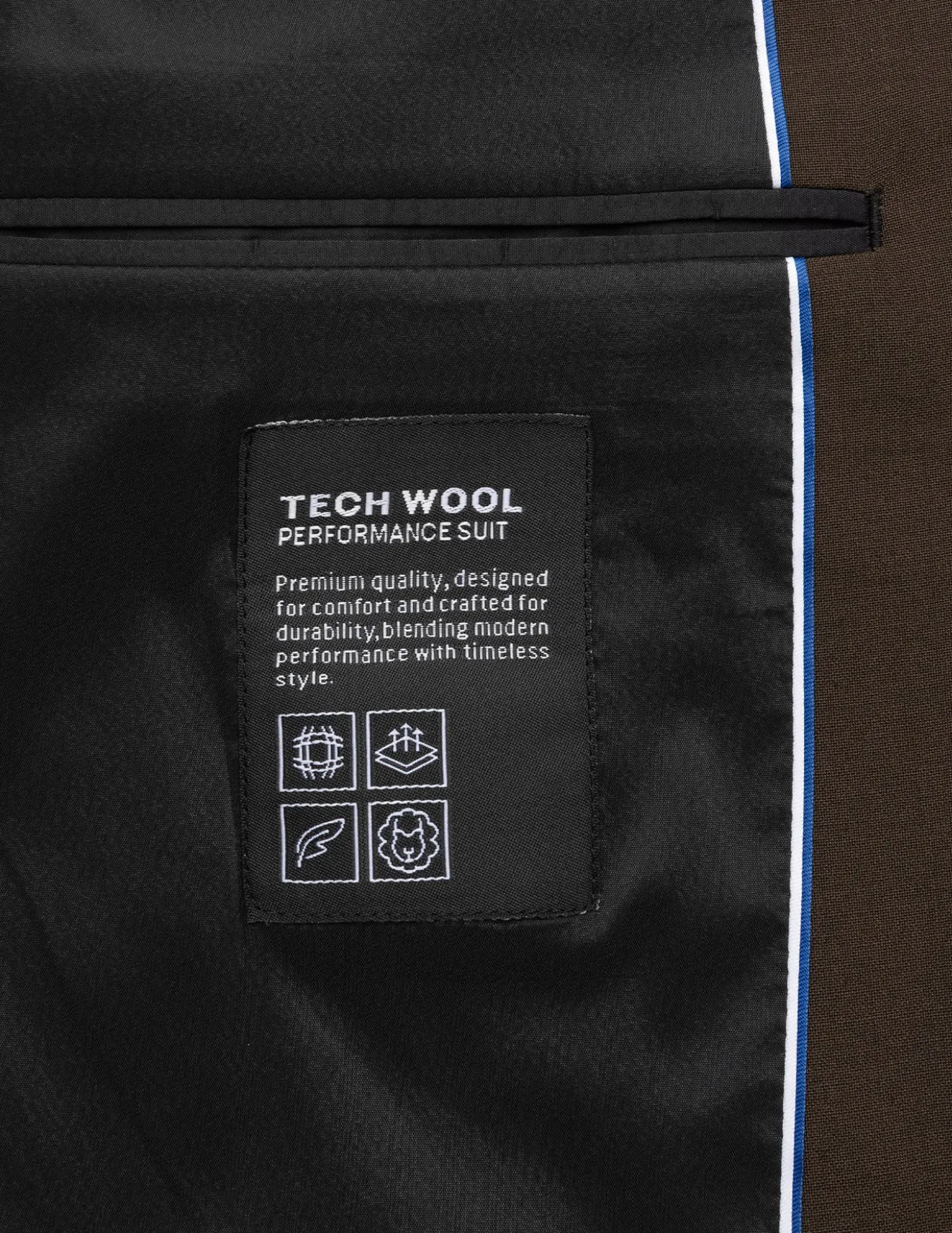 Tech Wool Blazer Dark Cocoa Brown Slim