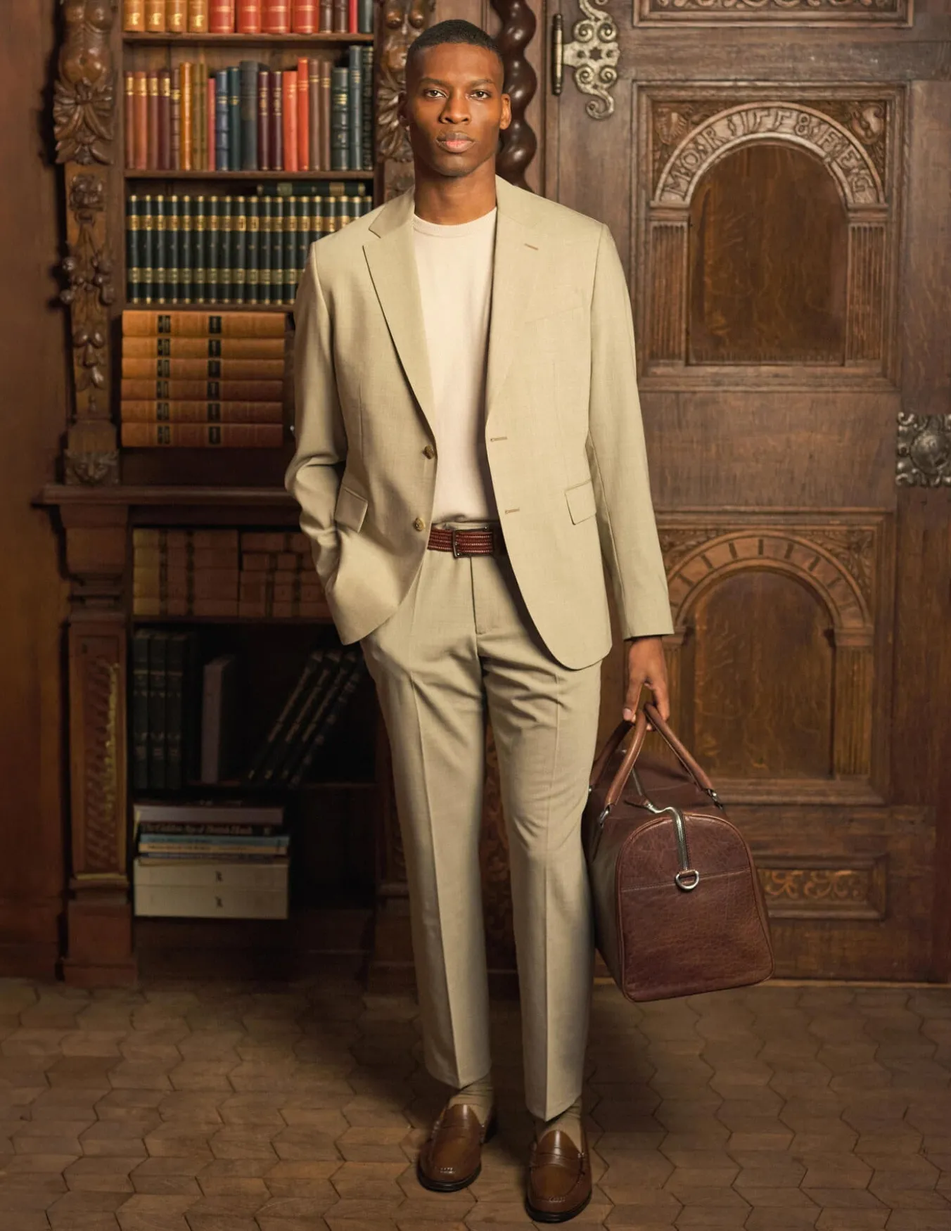 Tech Wool Suit Pants Regular Sand