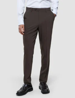 Tech Wool Suit Pants Slim Cocoa Brown