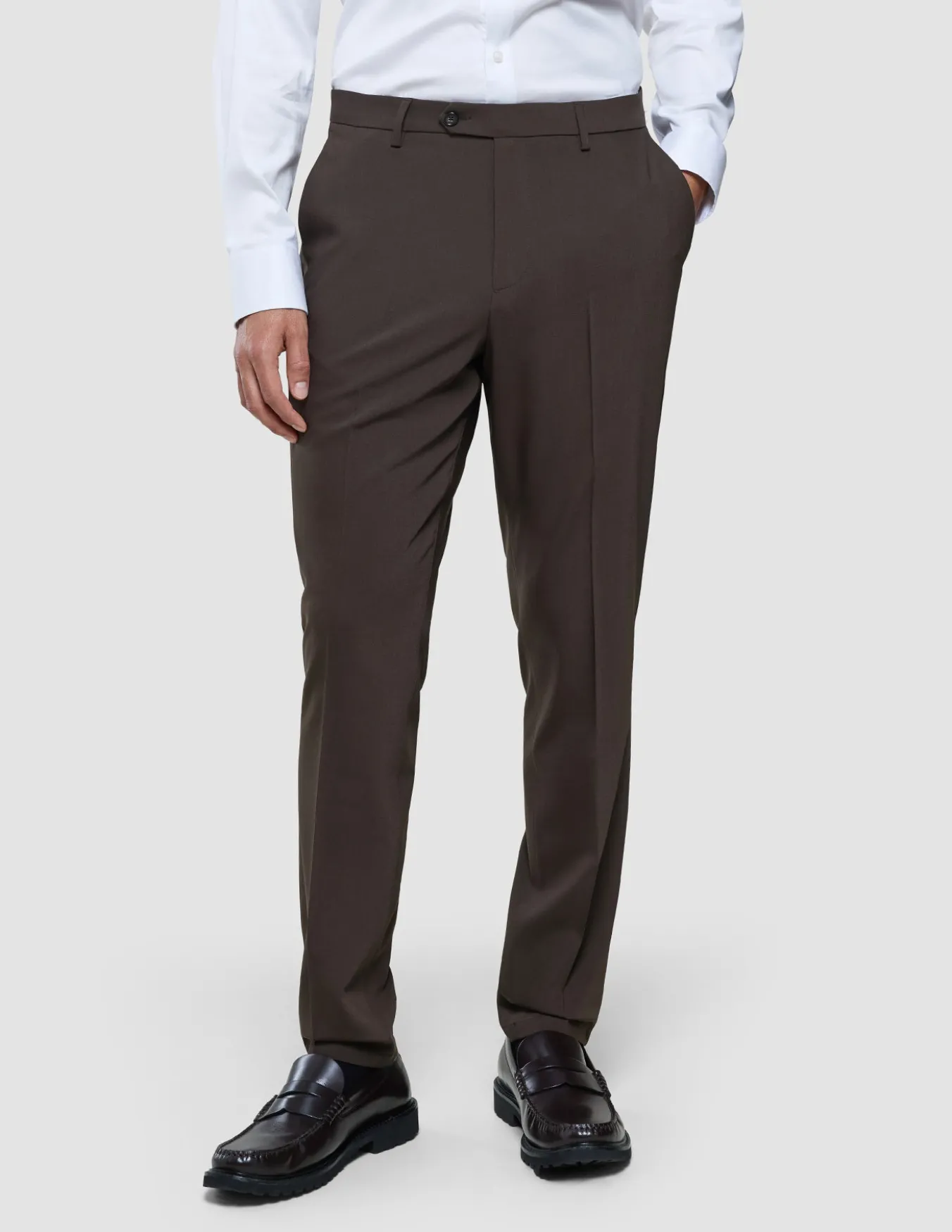 Tech Wool Suit Pants Slim Cocoa Brown