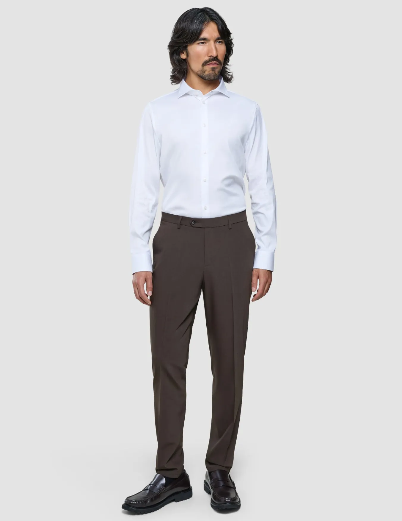 Tech Wool Suit Pants Slim Cocoa Brown