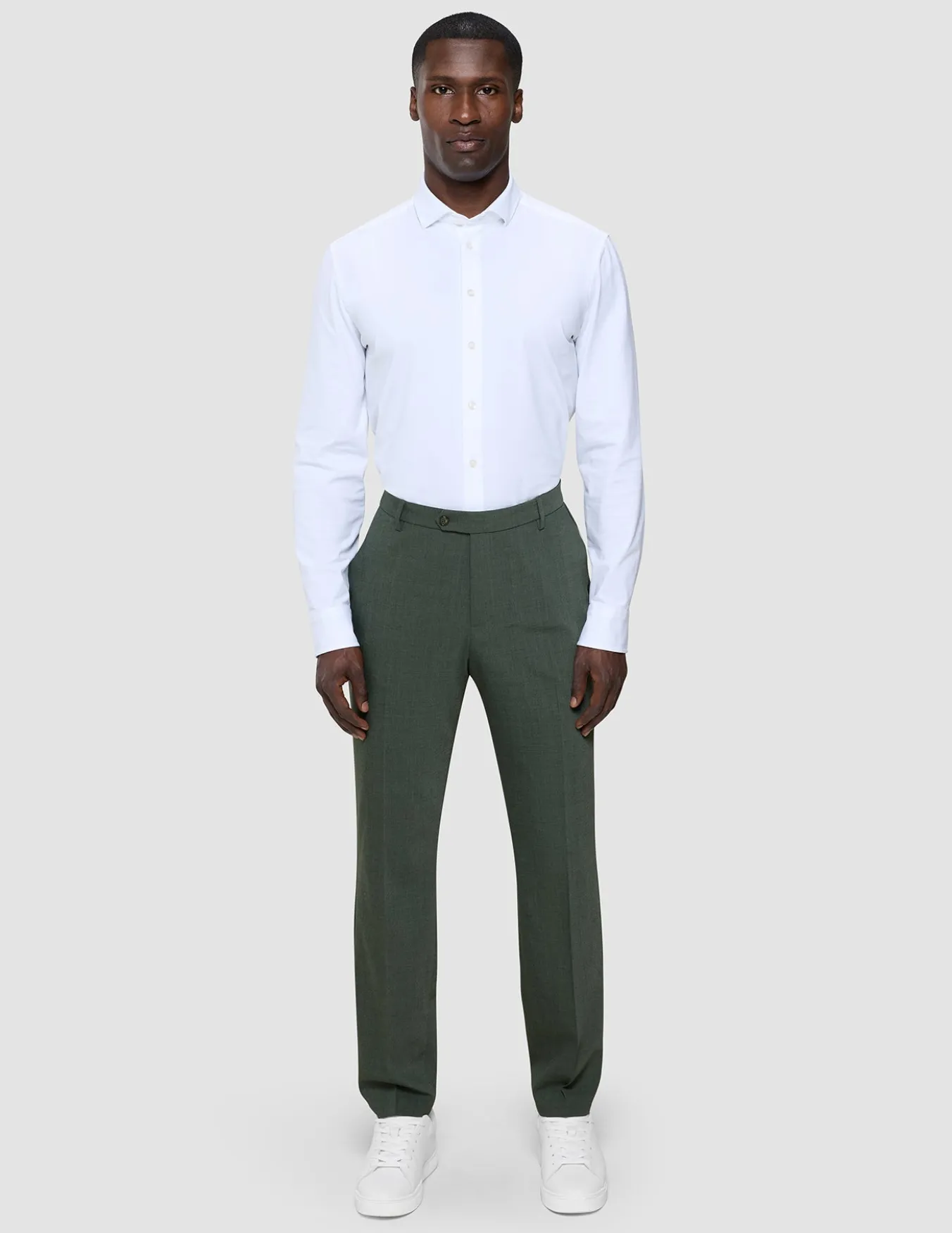 Tech Wool Suit Pants Slim Green Night