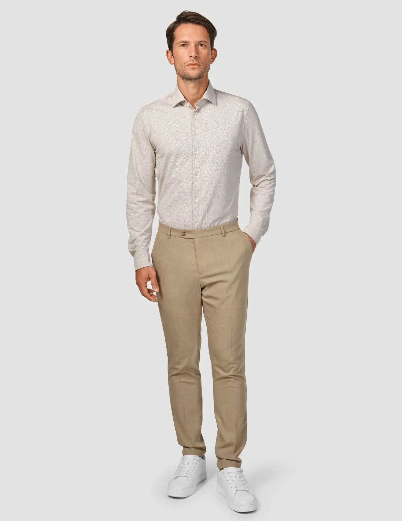 Tech Wool Suit Pants Slim Sand