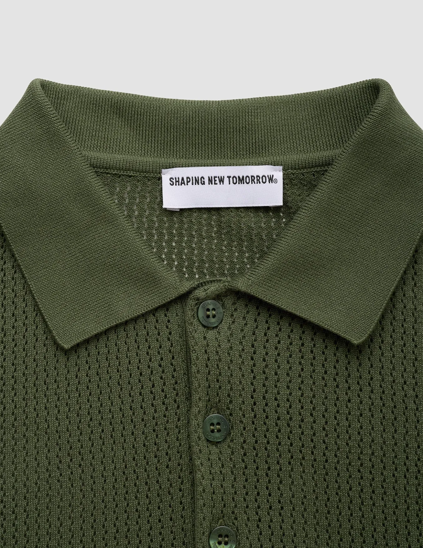 Textured Knitted Short Sleeve Polo Urban Green