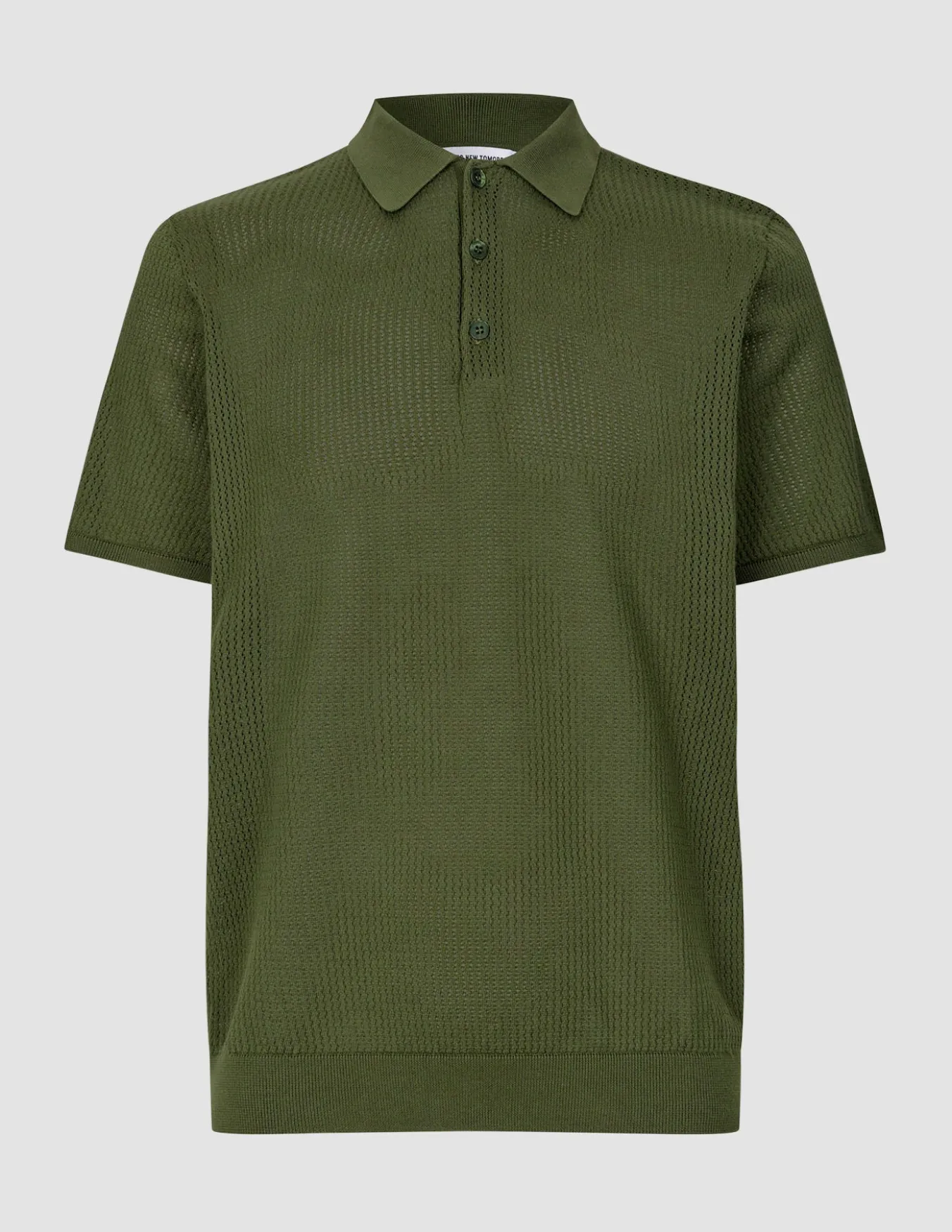 Textured Knitted Short Sleeve Polo Urban Green
