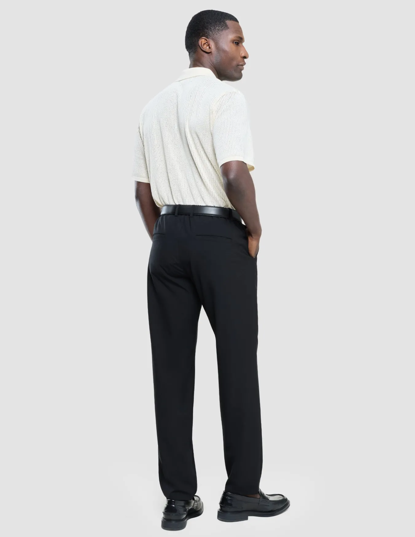 Textured Knitted Short Sleeve Polo Shirt Buttercream