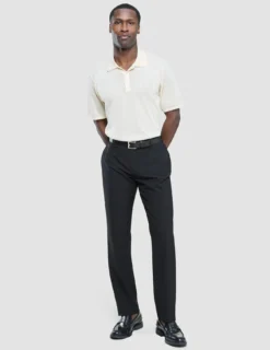 Textured Knitted Short Sleeve Polo Shirt Buttercream