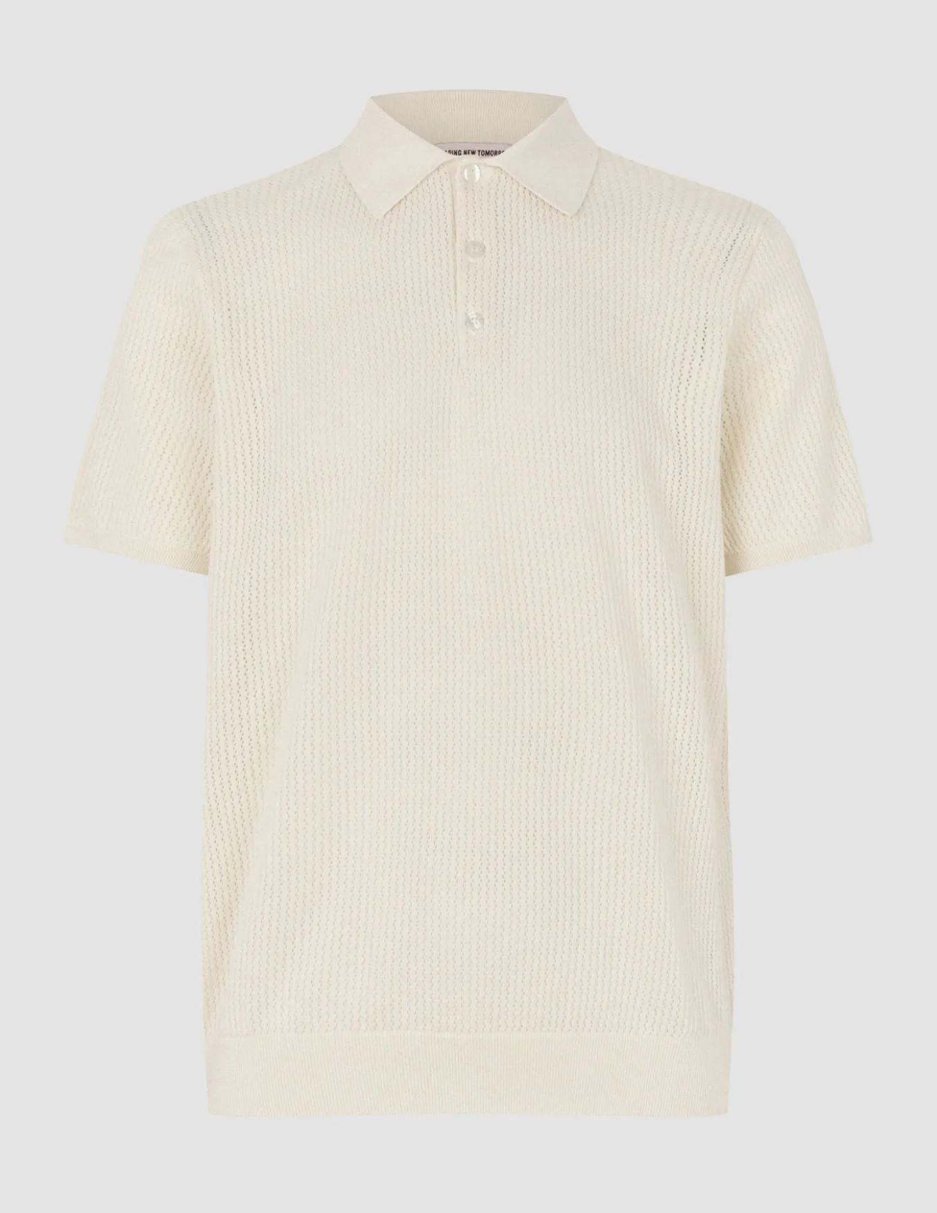 Textured Knitted Short Sleeve Polo Shirt Buttercream
