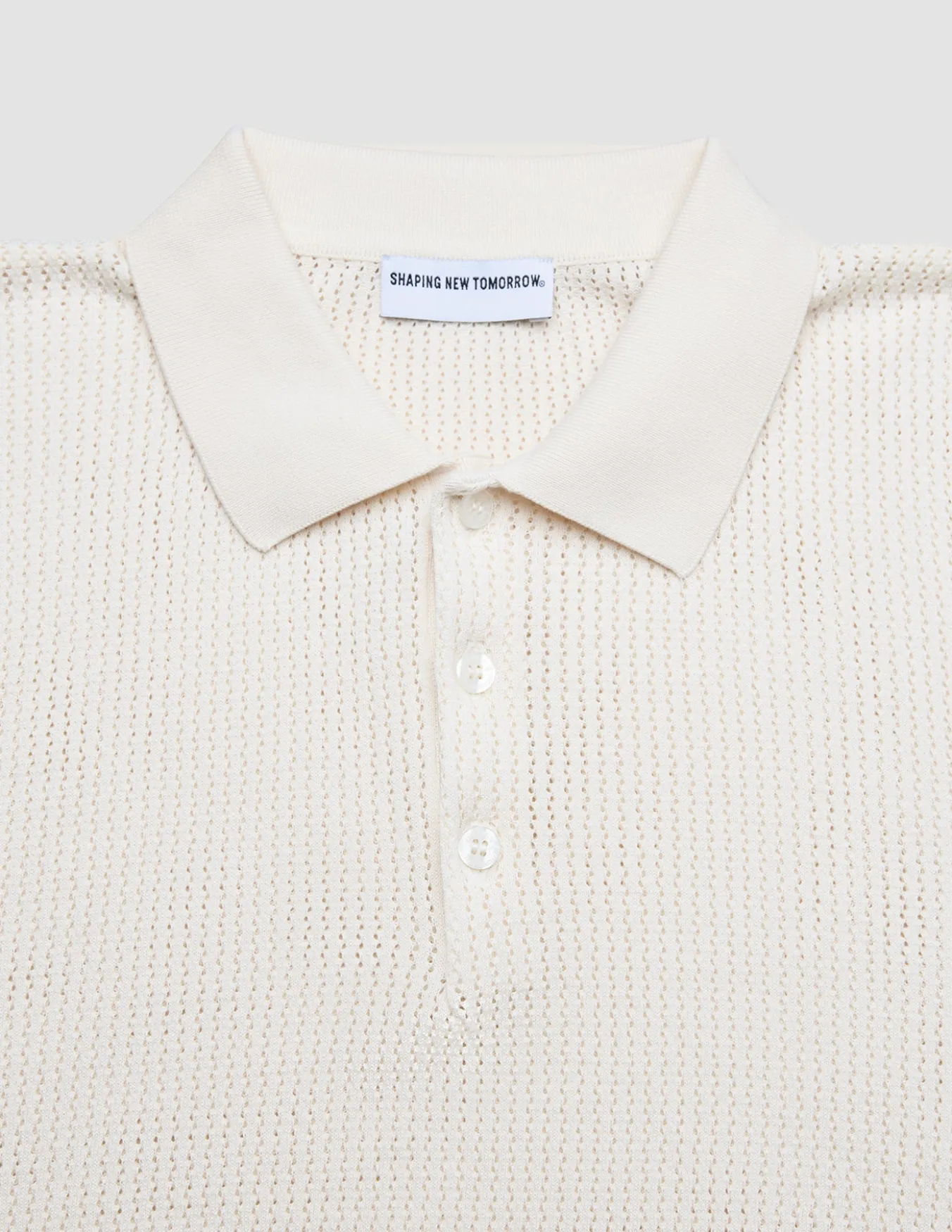 Textured Knitted Short Sleeve Polo Shirt Buttercream