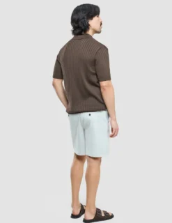 V-Neck Knit Short Sleeve Polo Dark Brown