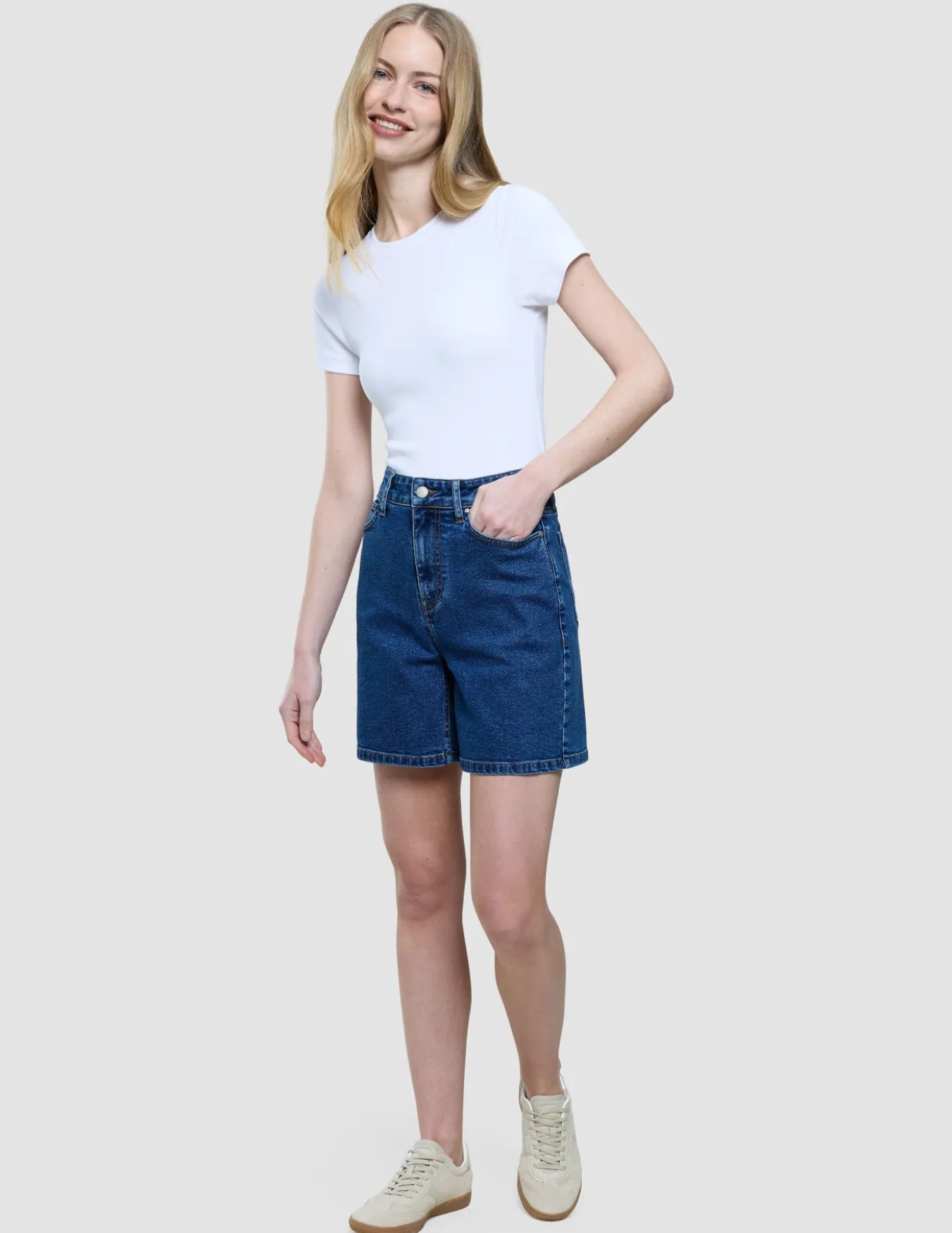 Women Classic Denim Shorts Medium Blue