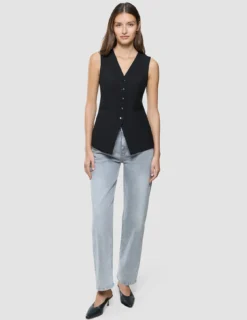 Women Ease Long Vest Black