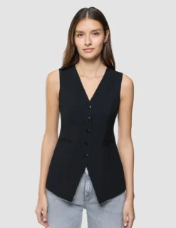 Women Ease Long Vest Black