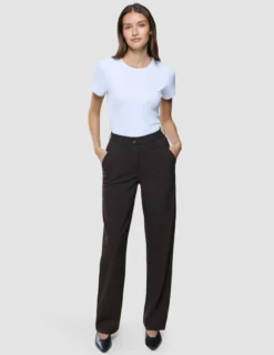 Women Ease Pants Straight Mocha Melange