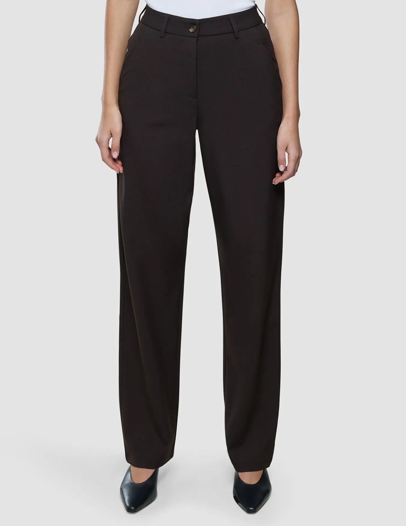 Women Ease Pants Straight Mocha Melange