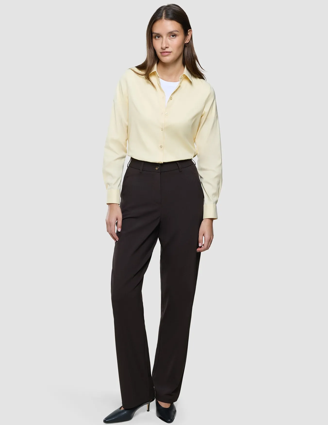 Women Ease Pants Straight Mocha Melange