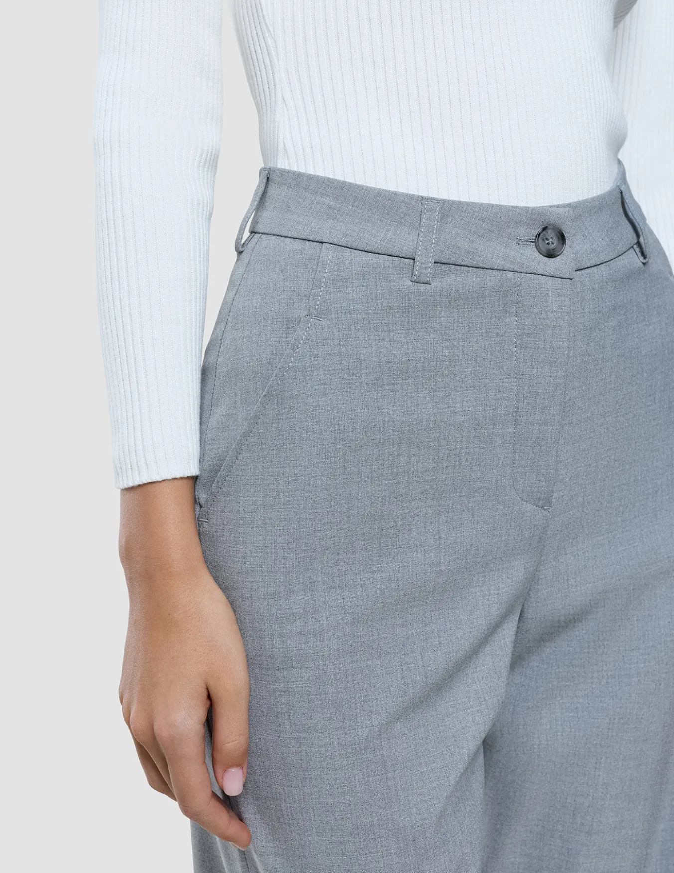 Women Ease Pants Straight Steel Melange