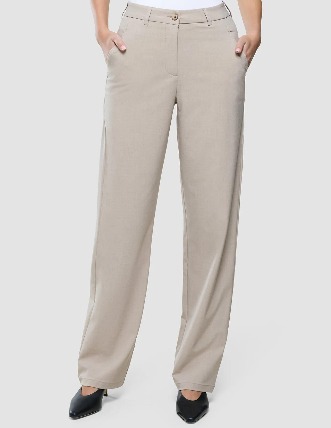 Women Ease Pants Straight Vanilla Melange