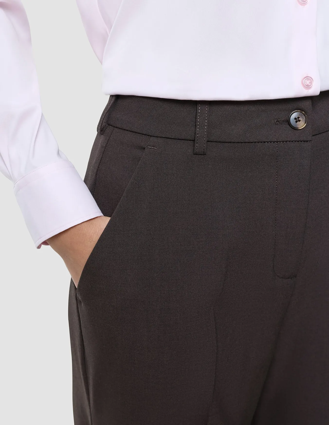 Women Ease Pants Wide Mocha Melange