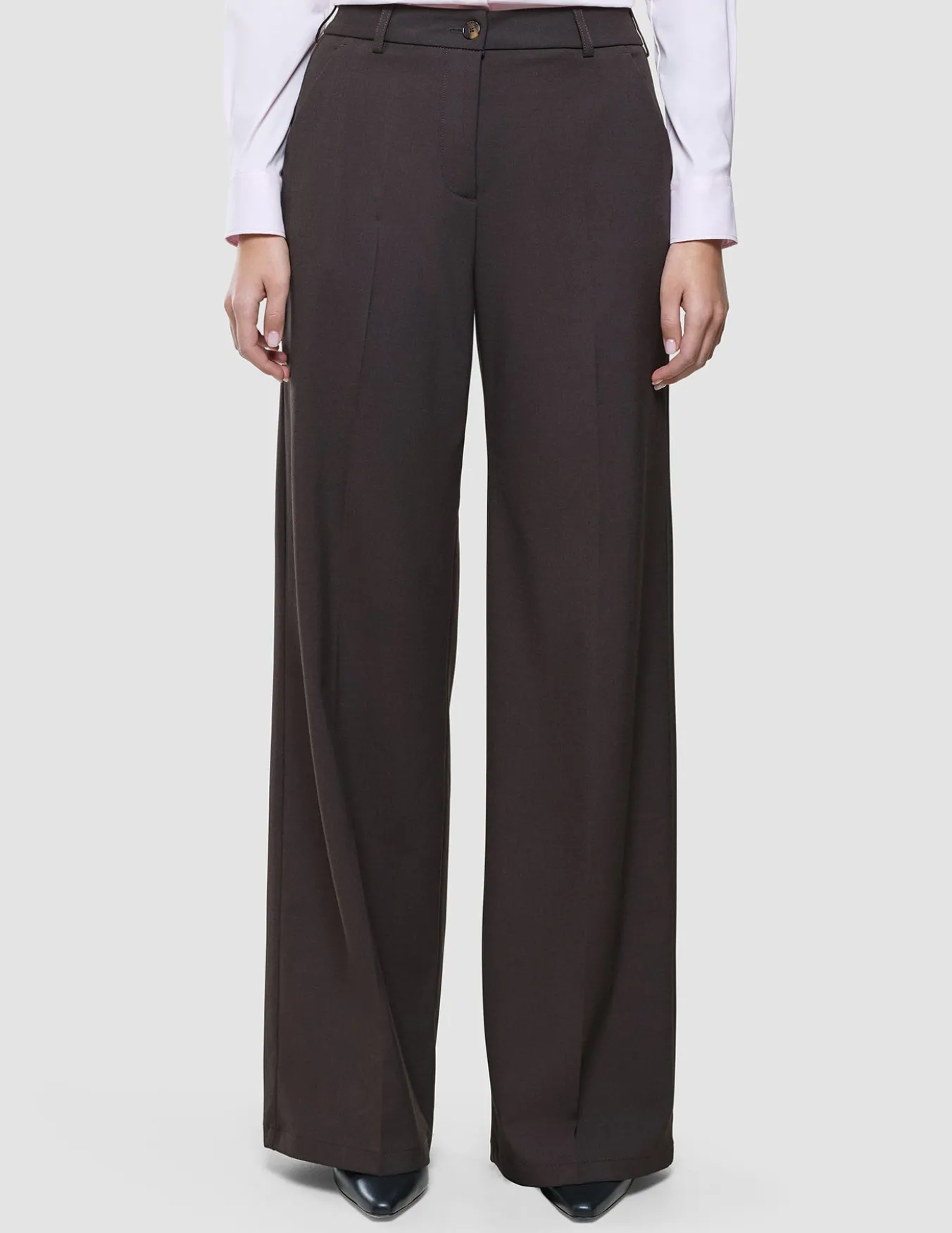 Women Ease Pants Wide Mocha Melange