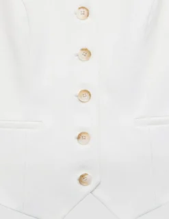 Women Essential Short Vest Off White