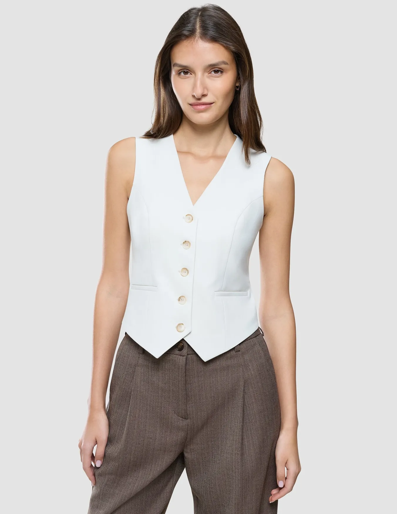 Women Essential Short Vest Off White