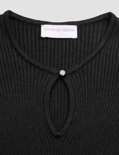 Women Fine Knit Rib Long Sleeve Black
