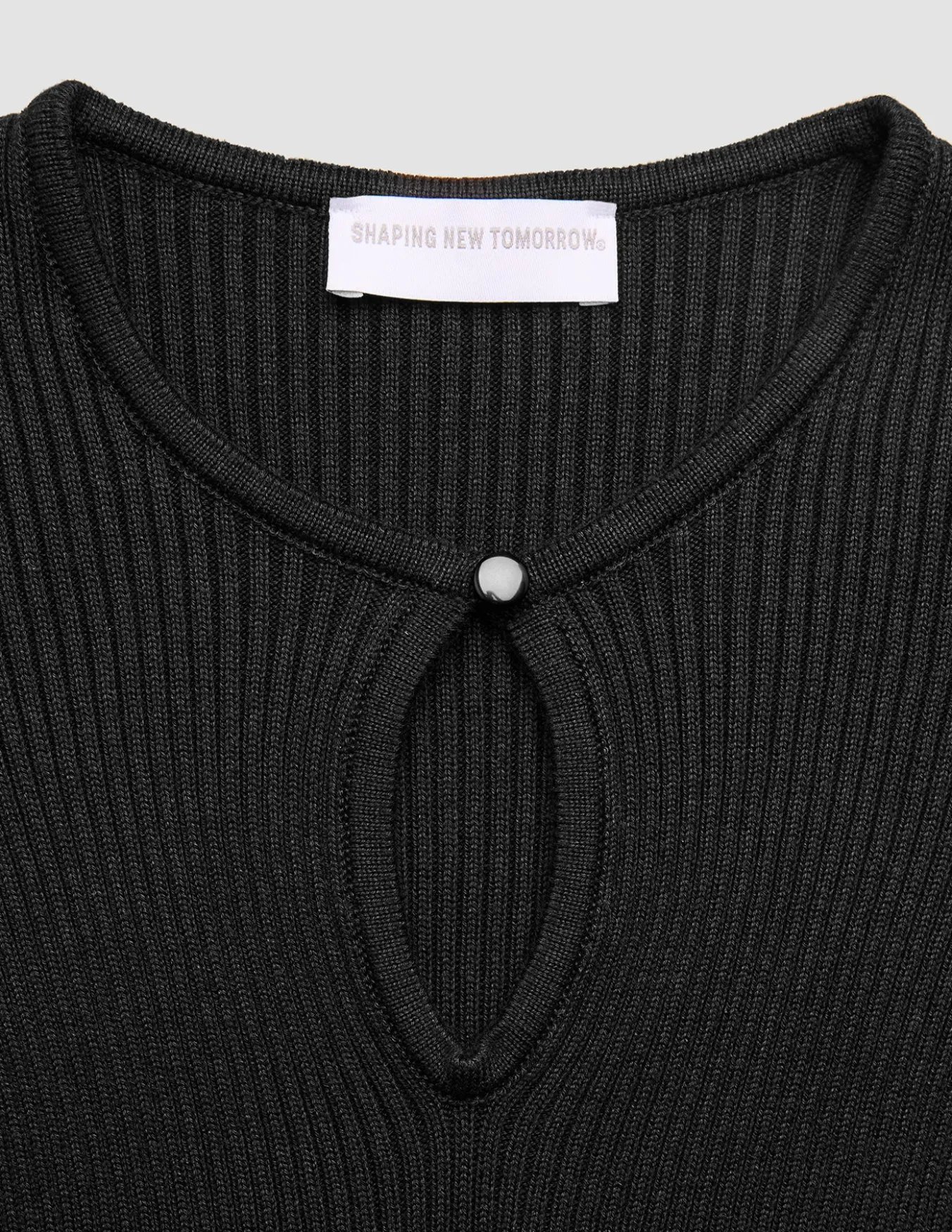 Women Fine Knit Rib Long Sleeve Black