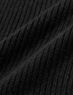 Women Fine Knit Rib Long Sleeve Black
