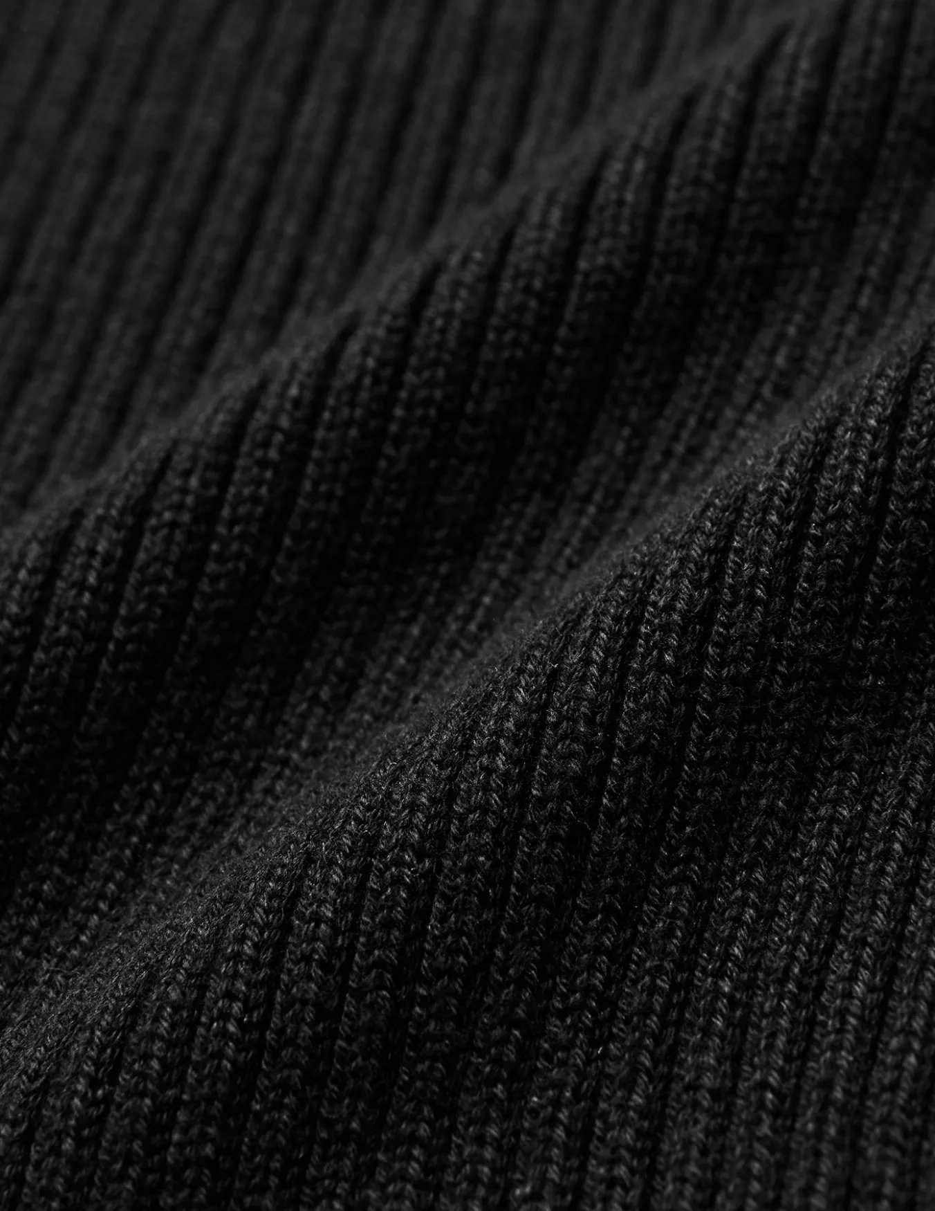 Women Fine Knit Rib Long Sleeve Black