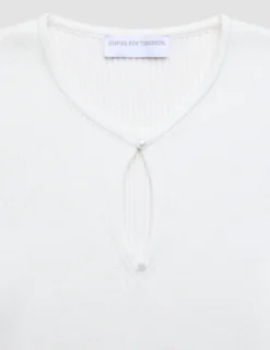 Women Fine Knit Rib Long Sleeve Off White