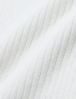 Women Fine Knit Rib Long Sleeve Off White