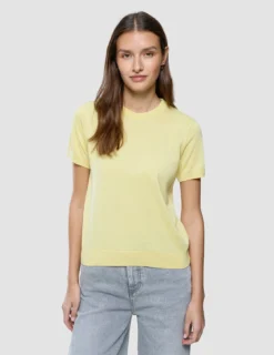 Women Fine Knit T-Shirt Sunlight Yellow