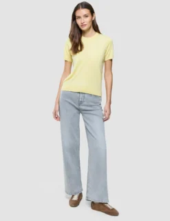 Women Fine Knit T-Shirt Sunlight Yellow