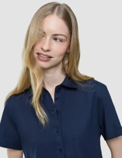Women Linen Shirt Short Sleeved Night Sky