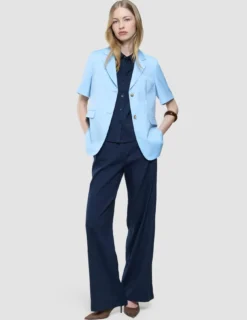 Women Linen Shirt Short Sleeved Night Sky
