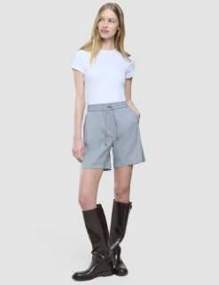 Women Linen Shorts Relaxed Stone Grey
