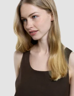 Women Linen Top Espresso