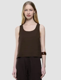 Women Linen Top Espresso