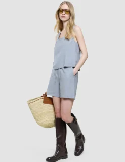 Women Linen Top Stone Grey