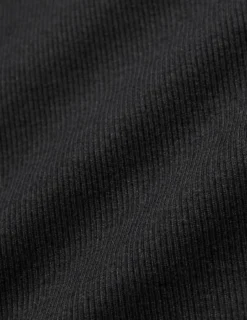 Women Rib T-Shirt Long Sleeve Black