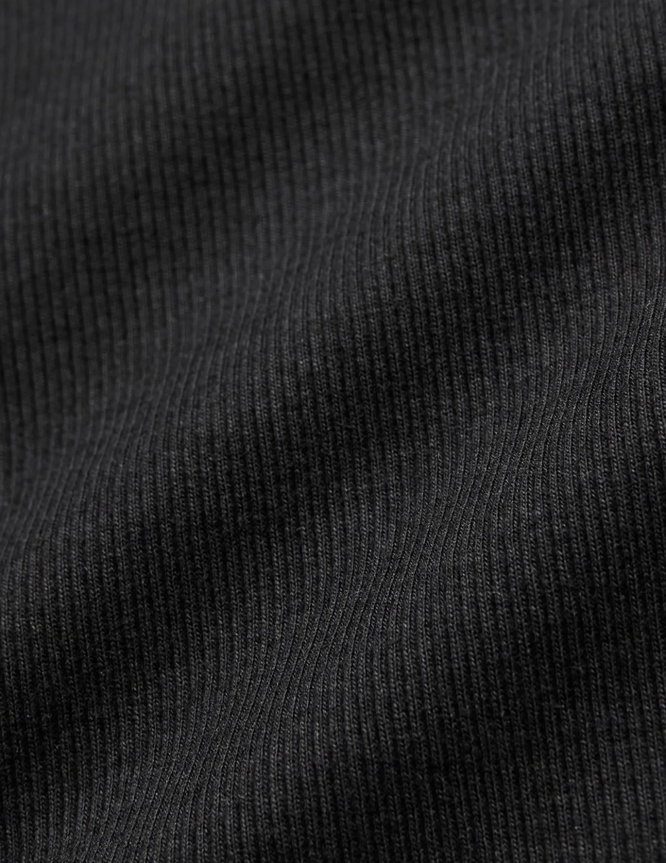 Women Rib T-Shirt Long Sleeve Black